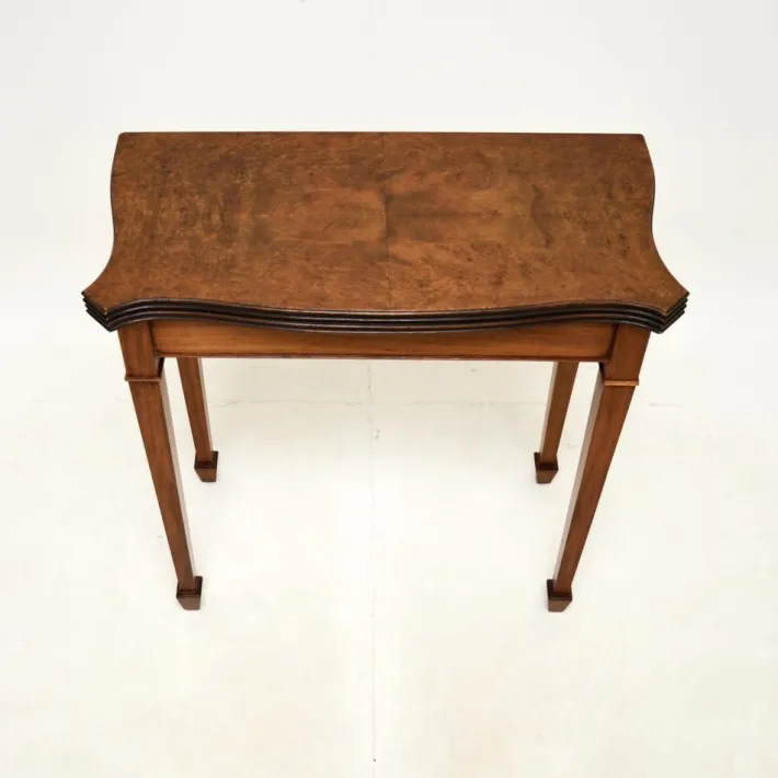 Pamono Antique Burr Walnut Console Table, 1950s