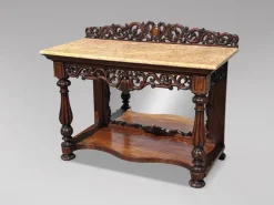 Pamono Antique Carved Rosewood Console Table with Marble Top, C1830 Sale