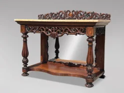 Pamono Antique Carved Rosewood Console Table with Marble Top, C1830 Sale