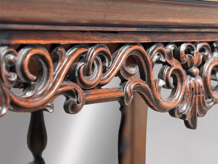 Pamono Antique Carved Rosewood Console Table with Marble Top, C1830 Sale