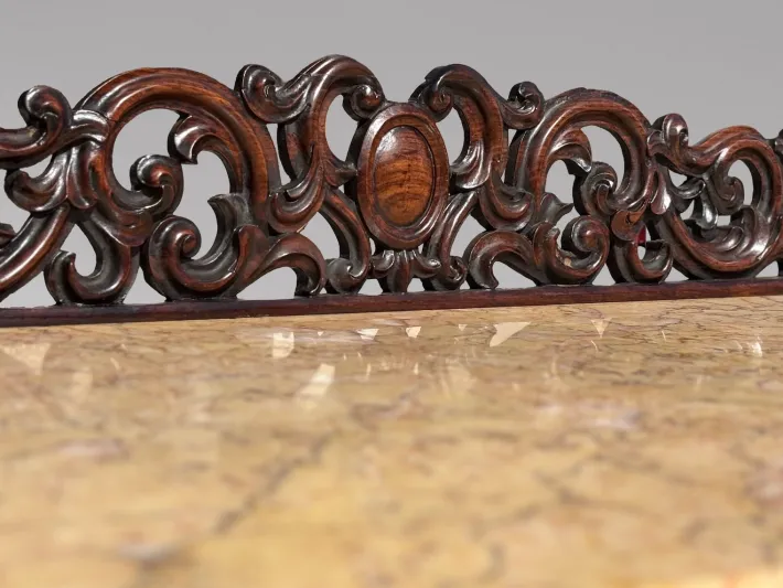 Pamono Antique Carved Rosewood Console Table with Marble Top, C1830 Sale