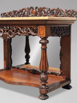Pamono Antique Carved Rosewood Console Table with Marble Top, C1830 Sale
