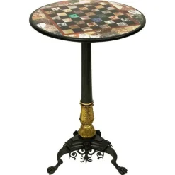 Pamono Antique Charles X Chess Table in Bronze Gilded Inlaid with Marble and Stones Discount
