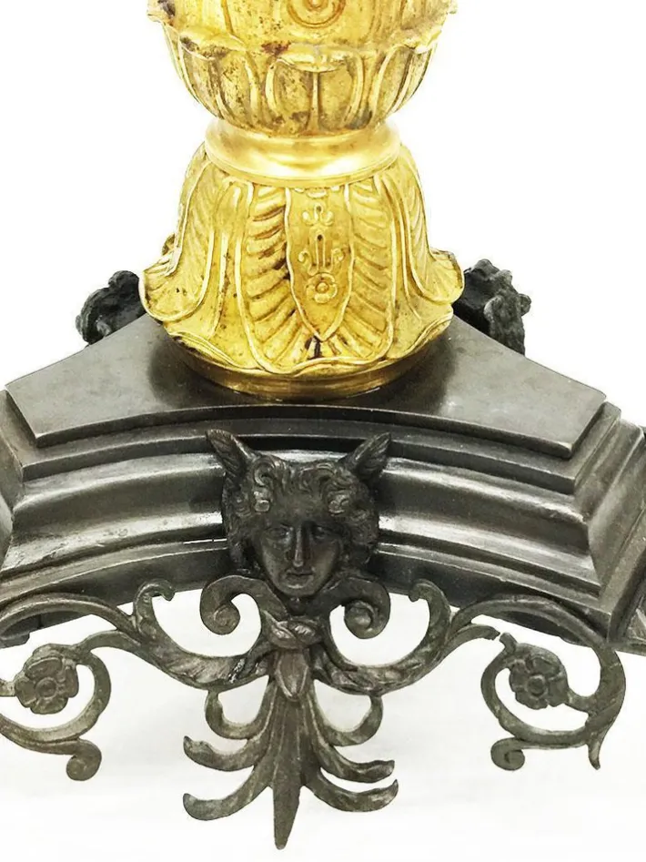 Pamono Antique Charles X Chess Table in Bronze Gilded Inlaid with Marble and Stones Discount
