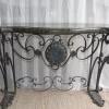 Pamono Antique Console Table in Wrought Iron and Marble, 1800s