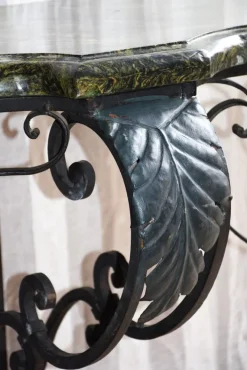 Pamono Antique Console Table in Wrought Iron and Marble, 1800s