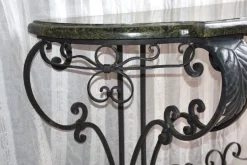 Pamono Antique Console Table in Wrought Iron and Marble, 1800s