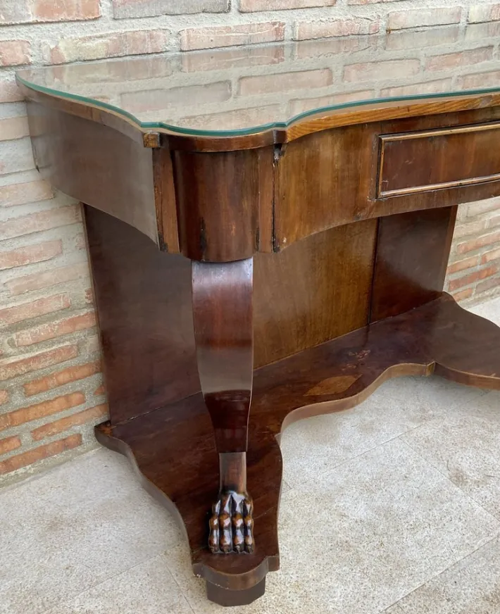 Pamono Antique Console Table in Wood with Drawer