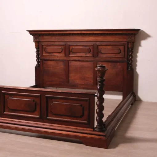 Pamono Antique Double Bed in Walnut, 1890s
