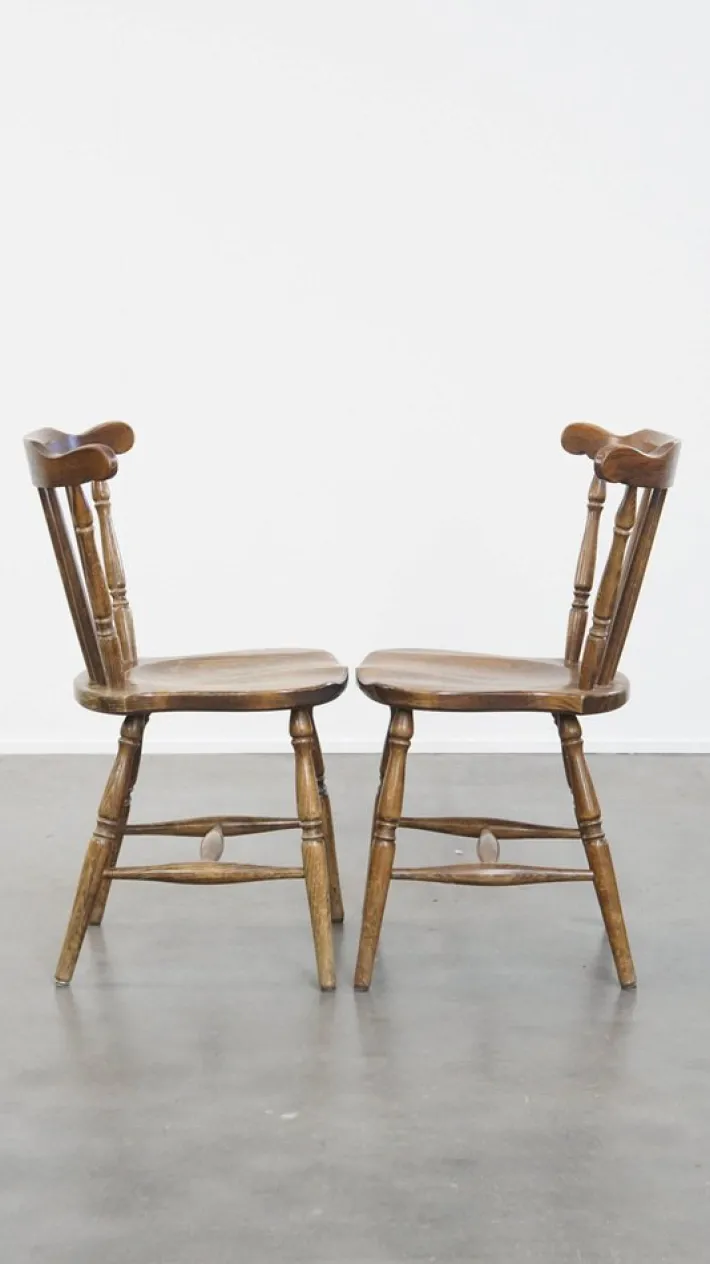 Pamono Antique Dutch Wooden Slat Chairs, Set of 10 Discount