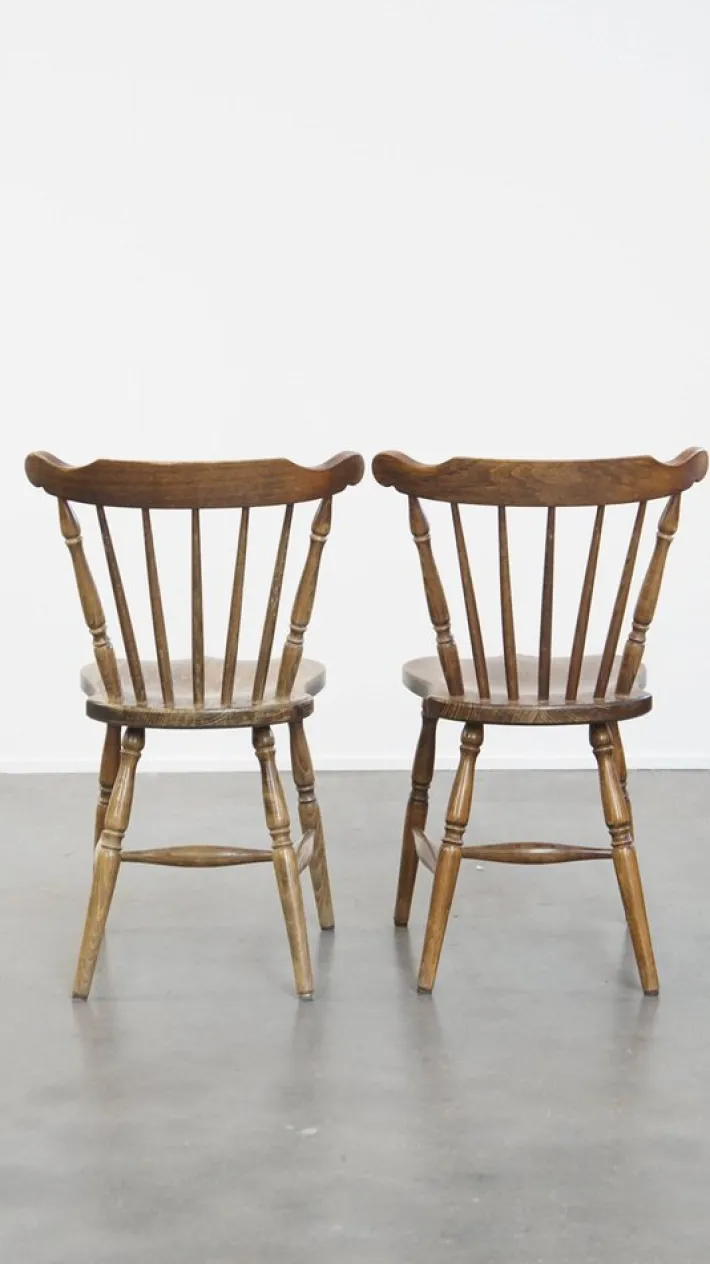 Pamono Antique Dutch Wooden Slat Chairs, Set of 10 Discount