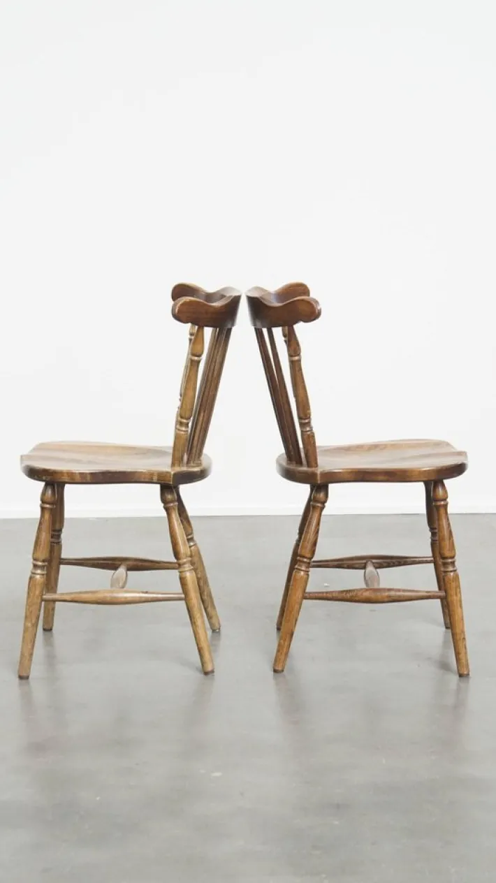 Pamono Antique Dutch Wooden Slat Chairs, Set of 10 Discount