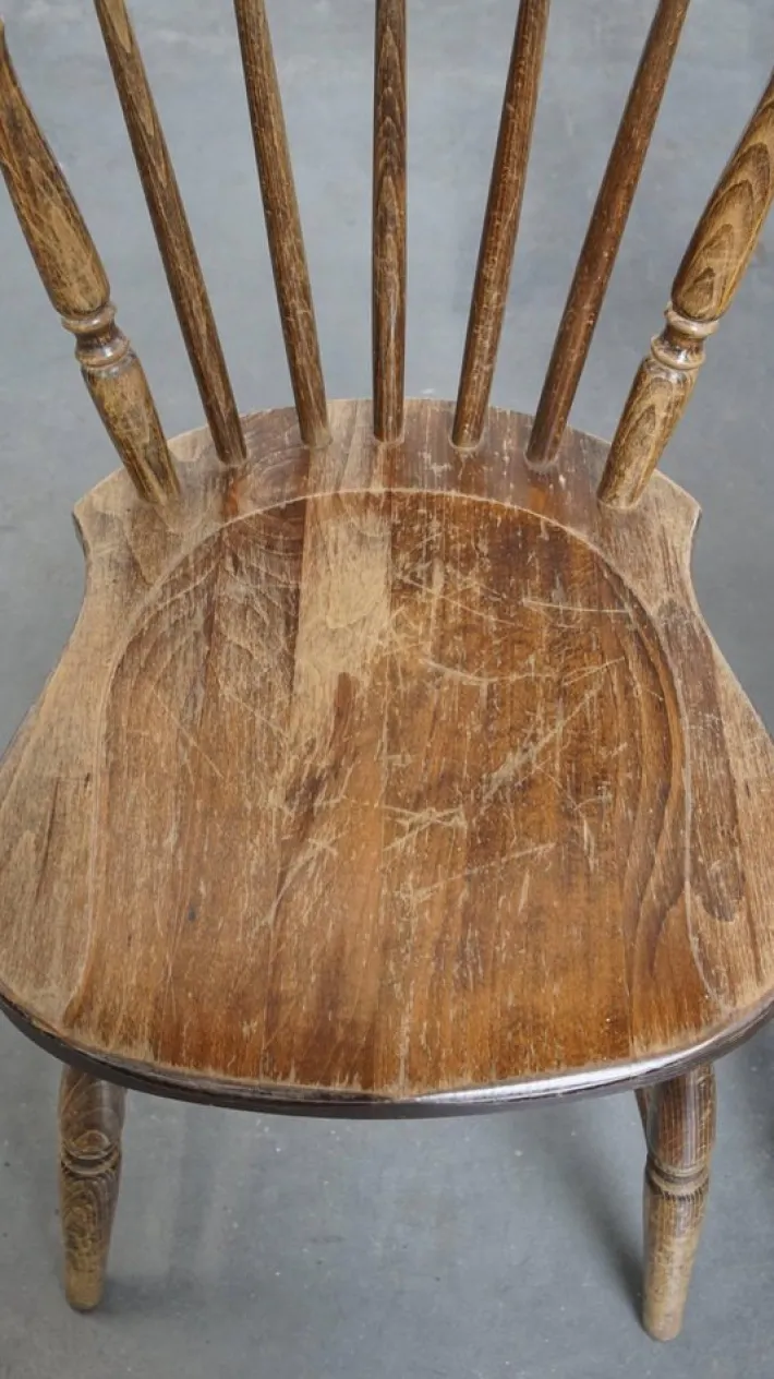 Pamono Antique Dutch Wooden Slat Chairs, Set of 10 Discount