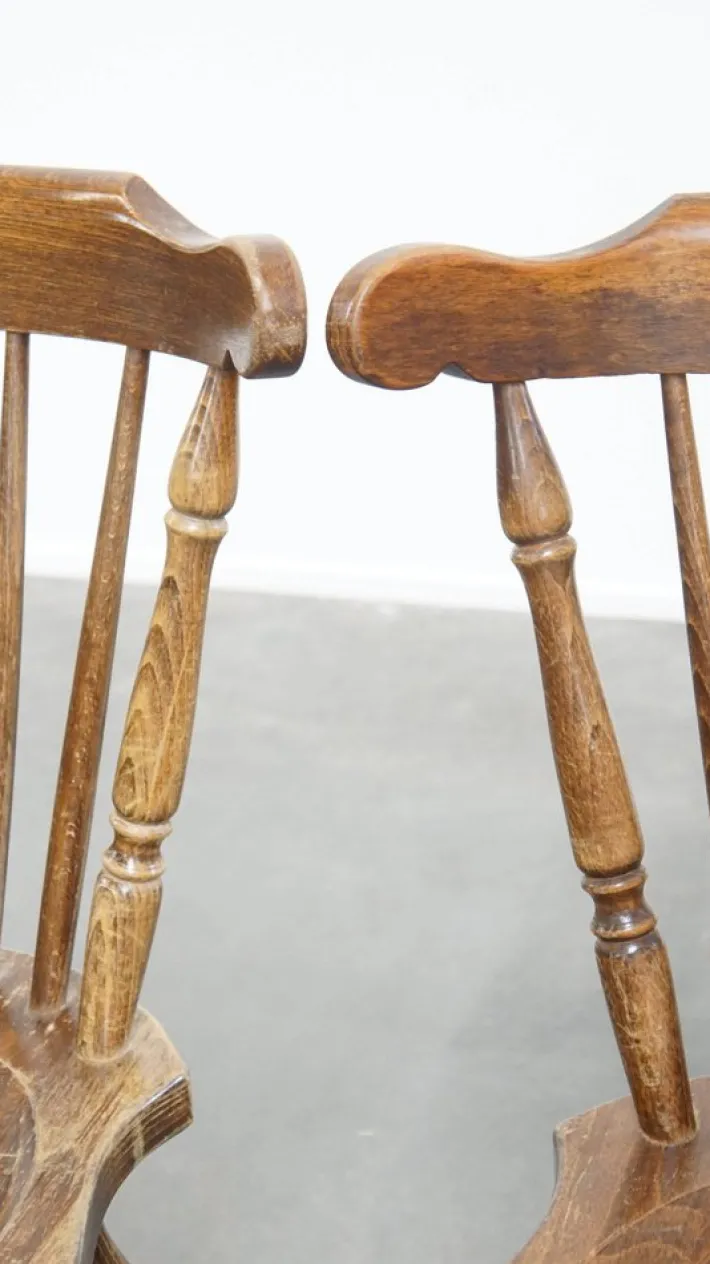 Pamono Antique Dutch Wooden Slat Chairs, Set of 10 Discount