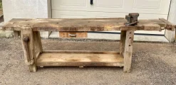 Pamono Antique Early 20th Century Carpenters Workbench in Beech, 1940s Outlet