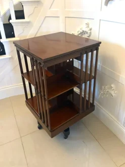 Pamono Antique Edwardian Mahogany Revolving Bookcase, 1900s New
