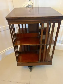 Pamono Antique Edwardian Mahogany Revolving Bookcase, 1900s New