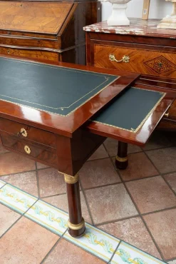 Pamono Antique Empire Desk in Mahogany Feather with Gilt Bronze Elements, France, Early 19th Century New