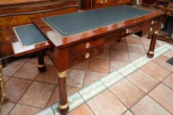 Pamono Antique Empire Desk in Mahogany Feather with Gilt Bronze Elements, France, Early 19th Century New