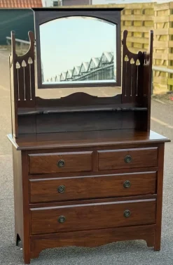 Pamono Antique English Dressing Table with Mirror Best