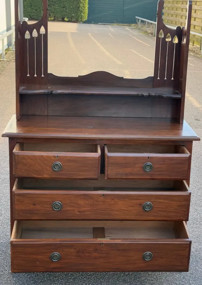 Pamono Antique English Dressing Table with Mirror Best