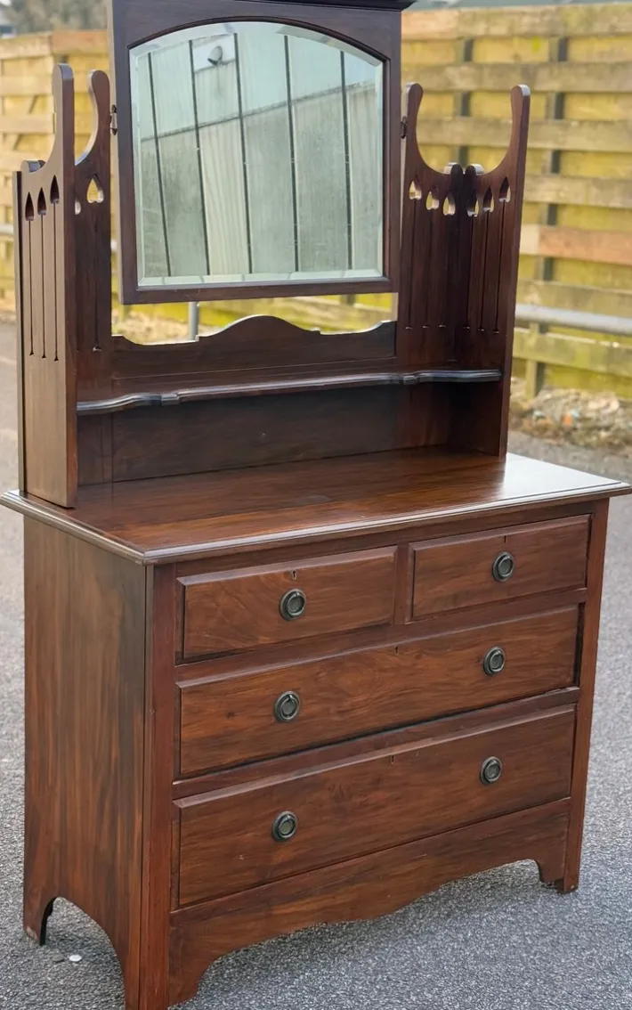 Pamono Antique English Dressing Table with Mirror Best