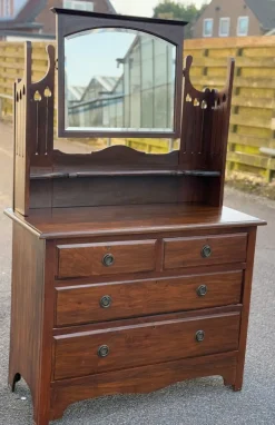Pamono Antique English Dressing Table with Mirror Best