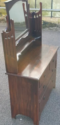 Pamono Antique English Dressing Table with Mirror Best
