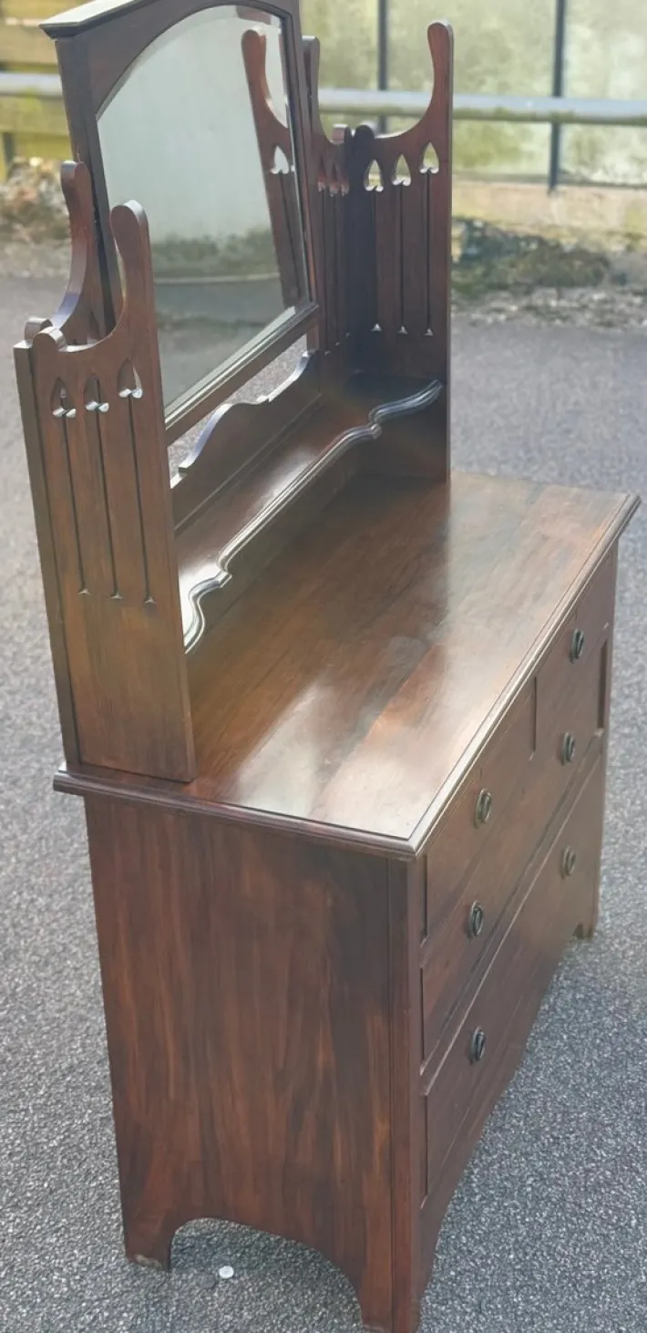 Pamono Antique English Dressing Table with Mirror Best
