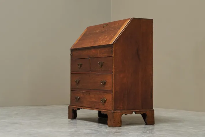 Pamono Antique English Fall Front Secretary in Oak New