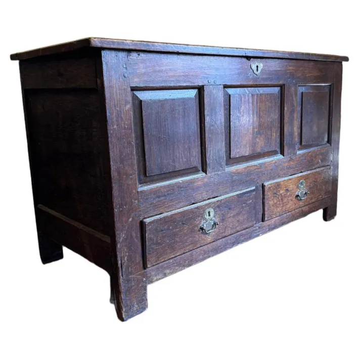 Pamono Antique English Oak Mule Chest, 1700s Clearance