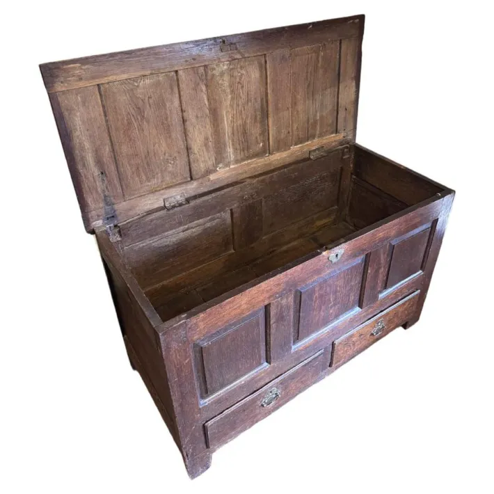 Pamono Antique English Oak Mule Chest, 1700s Clearance