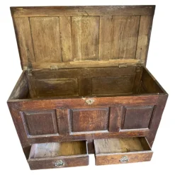 Pamono Antique English Oak Mule Chest, 1700s Clearance