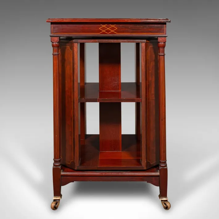 Pamono Antique English Rotary Bookcase, 1910 New