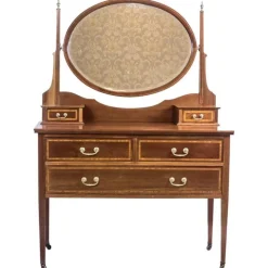 Pamono Antique English Softwood and Mahogany Veneer Vanity Table by Maple & Co., 1890s