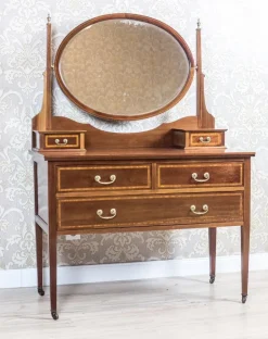 Pamono Antique English Softwood and Mahogany Veneer Vanity Table by Maple & Co., 1890s