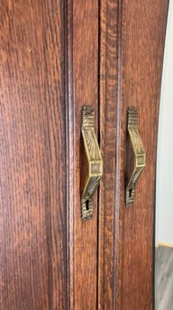 Pamono Antique French Carved Oak Wardrobe with Mirror Best