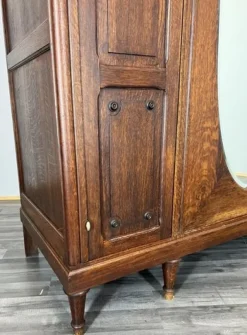 Pamono Antique French Carved Oak Wardrobe with Mirror Best