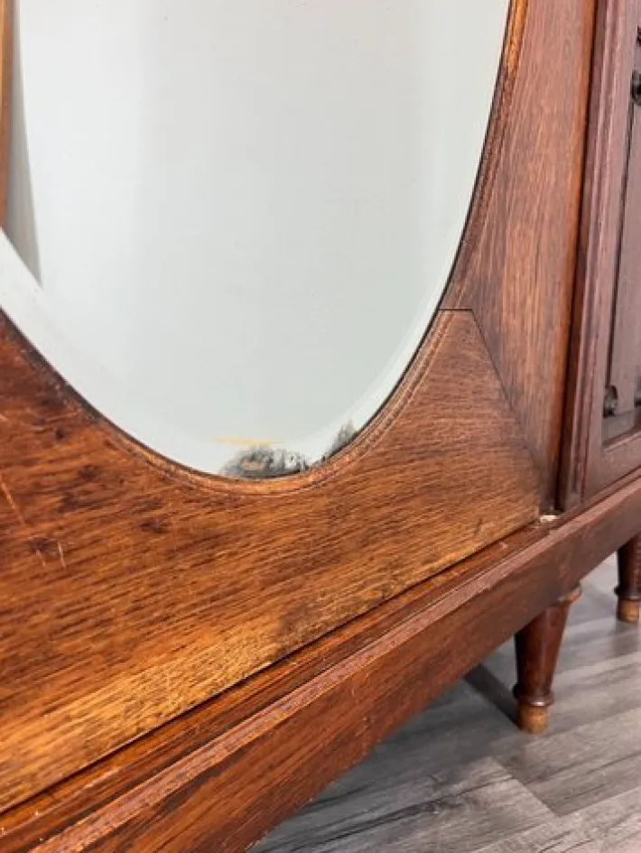 Pamono Antique French Carved Oak Wardrobe with Mirror Best