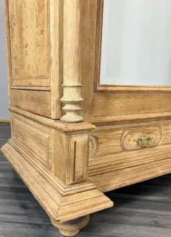 Pamono Antique French Carved Oak Wardrobe with Mirror and Drawers Clearance