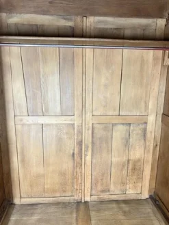 Pamono Antique French Carved Oak Wardrobe with Mirror and Drawers Clearance