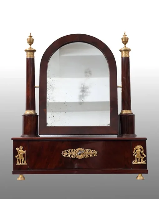 Pamono Antique French Empire Dressing Mirror in Mahogany with Gilt Bronze Applications Online