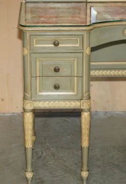 Pamono Antique French Empire Hand Painted Dressing Table with Tri Fold Mirror, 1900 Sale