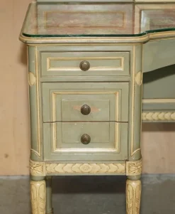 Pamono Antique French Empire Hand Painted Dressing Table with Tri Fold Mirror, 1900 Sale