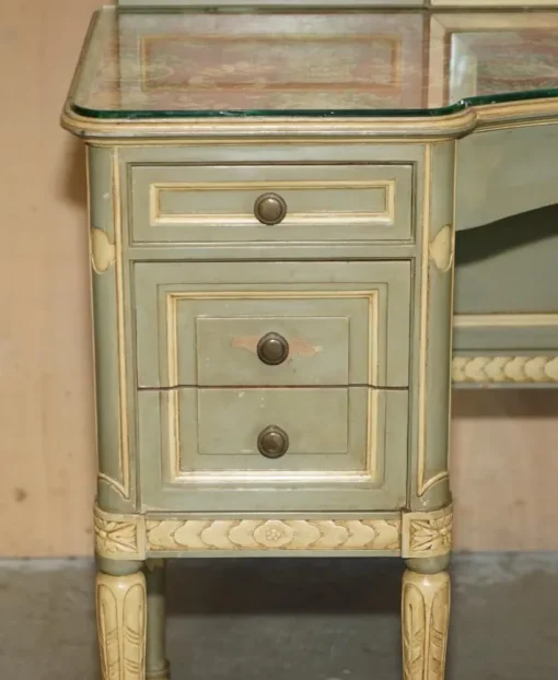 Pamono Antique French Empire Hand Painted Dressing Table with Tri Fold Mirror, 1900 Sale