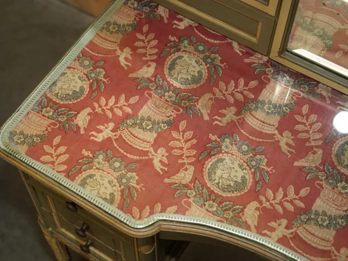 Pamono Antique French Empire Hand Painted Dressing Table with Tri Fold Mirror, 1900 Sale