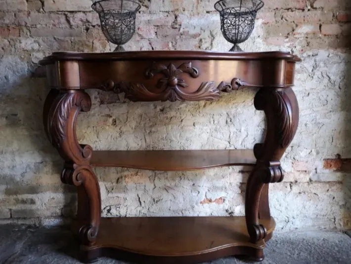 Pamono Antique French Empire Napoleon III Console Table in Mahogany, 1860 New