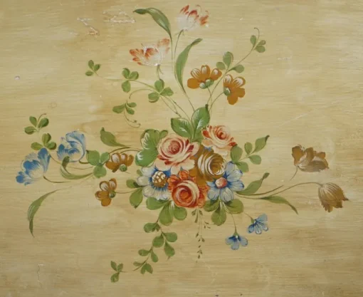 Pamono Antique French Hand Painted Bed Frame in Oak Pine Slats Outlet