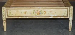 Pamono Antique French Hand Painted Bed Frame in Oak Pine Slats Outlet