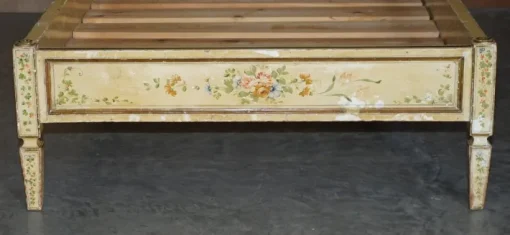Pamono Antique French Hand Painted Bed Frame in Oak Pine Slats Outlet